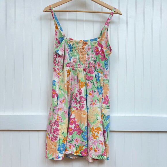 Old Navy Floral Fit & Flare Mini Sundress Women's Linen Blend Pastel Summer Med - Picture 3 of 14
